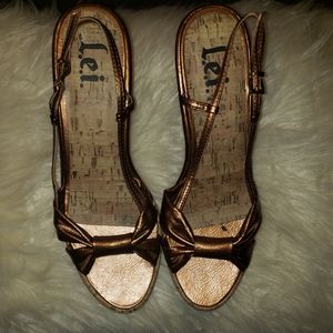 LEI Metallic Gold Sandals